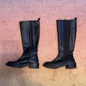 Enzo Tesoti Genuine Black Leather Riding Boots | Size 8